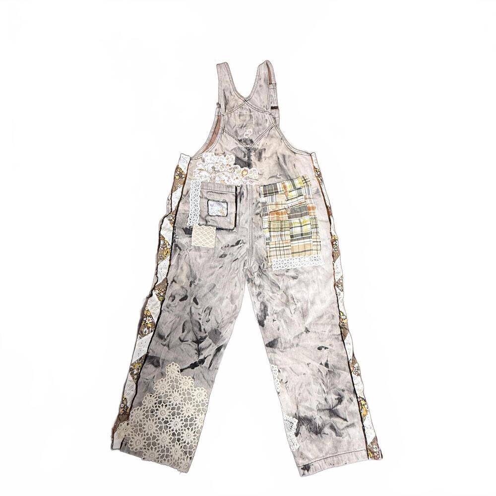 Handmade Up-cycled Magnolia Pearl‎ inspired quilted Miner Overalls NWT - Picture 15 of 16